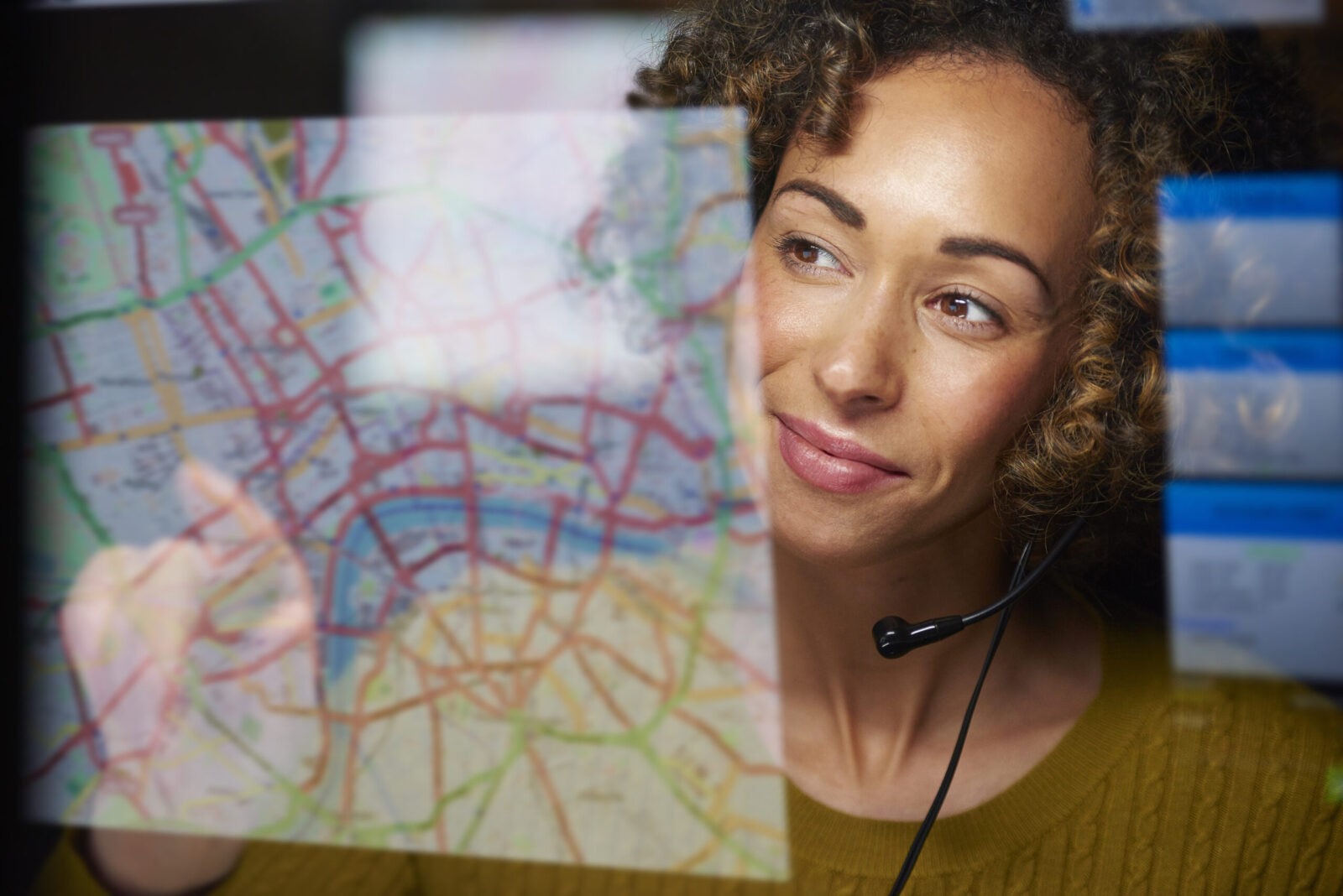 a woman navigation on the screen